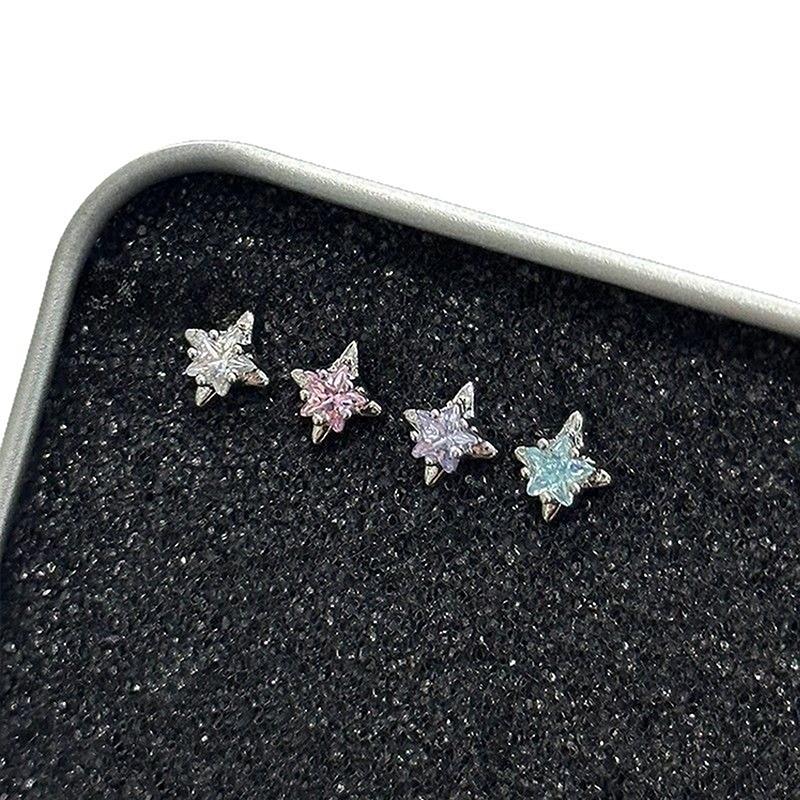 4Pcs Vintage Crystal Zircon Wing Earrings Stud Women Luxury Shiny Angel Wings Cross Silver Color Earrings Studs Couples