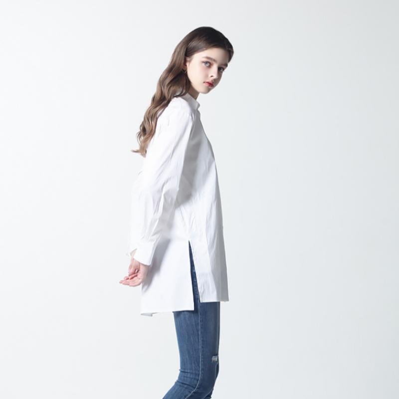 [She S miSS] Clean Side Slit Overfit Long Shirt