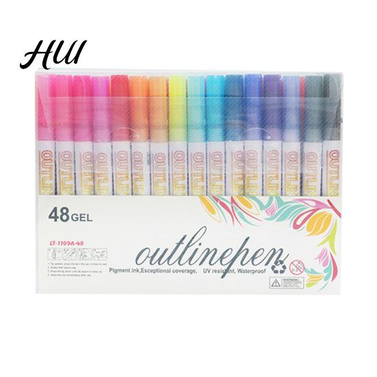 Radiating Lines Markers Dual-Tip Metallic Outline Pens Fluorescent Marker with Colorful Borders Paint Smooth Tip Highlighters for Cards Crafts & Notes