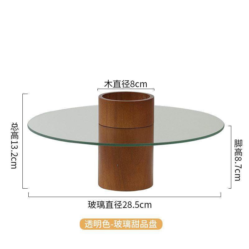 

Solid Wood Glass Cake Tray Dessert Plate High Footed Pastry Plates Cake Stand Fruit Plate Dim Sum Dish Bread Plate Snack Bowl прозорий