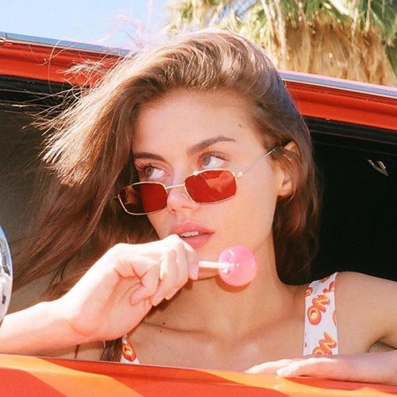 Retro Small Oval Women's Sunglasses Brand Shades  Classic Candy Color Metal Rectangular Sun Glasses Fashion Eyewear