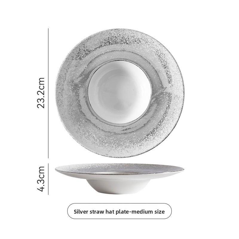 Ceramic Hat Plate Luxury Hotel Tableware Creative Western Dinner Plate Gradient Spray Pasta Dish