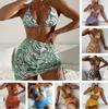 2024 Fluid Pattern Three-Piece Bikini Swimsuit with Sun Protection and Bodycon Fit
