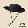 Unisex Japanese Style Wide Brim Drawstring Bucket Hat for Sun Protection - Breathable Denim for Hiking and Climbing.