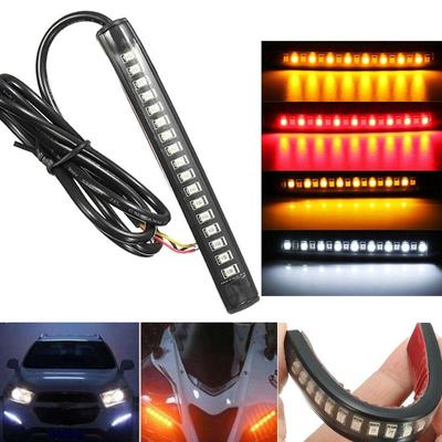 Universal Flexible 17 LED Motorrad DRL Bremslicht Blinker Licht Streifen Anzahl Kennzeichen Licht Blinkende Rücklicht