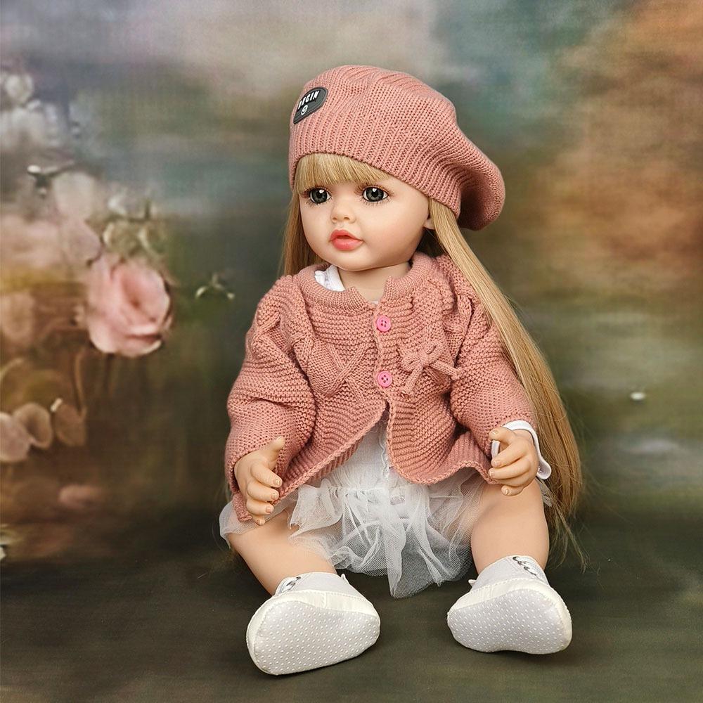 Adorable Betty Reborn Toddler Doll for Age 3+ Years Old Girl 22'' 55CM Silicone Full Body Long Pasted Hair Princess Realistic Newborn Baby Doll Toys