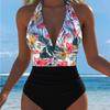 New European and American Style Leopard Print One-piece Swimsuit Women's Deep V Neck High Waist Thin Backless Beach Vacation Swimsuit