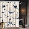 Nautical Sailboat Shower Curtain, Fade-Resistant Polyester, Sailboat & Seagull Design,  Easy Installation, Beach Bath Decor