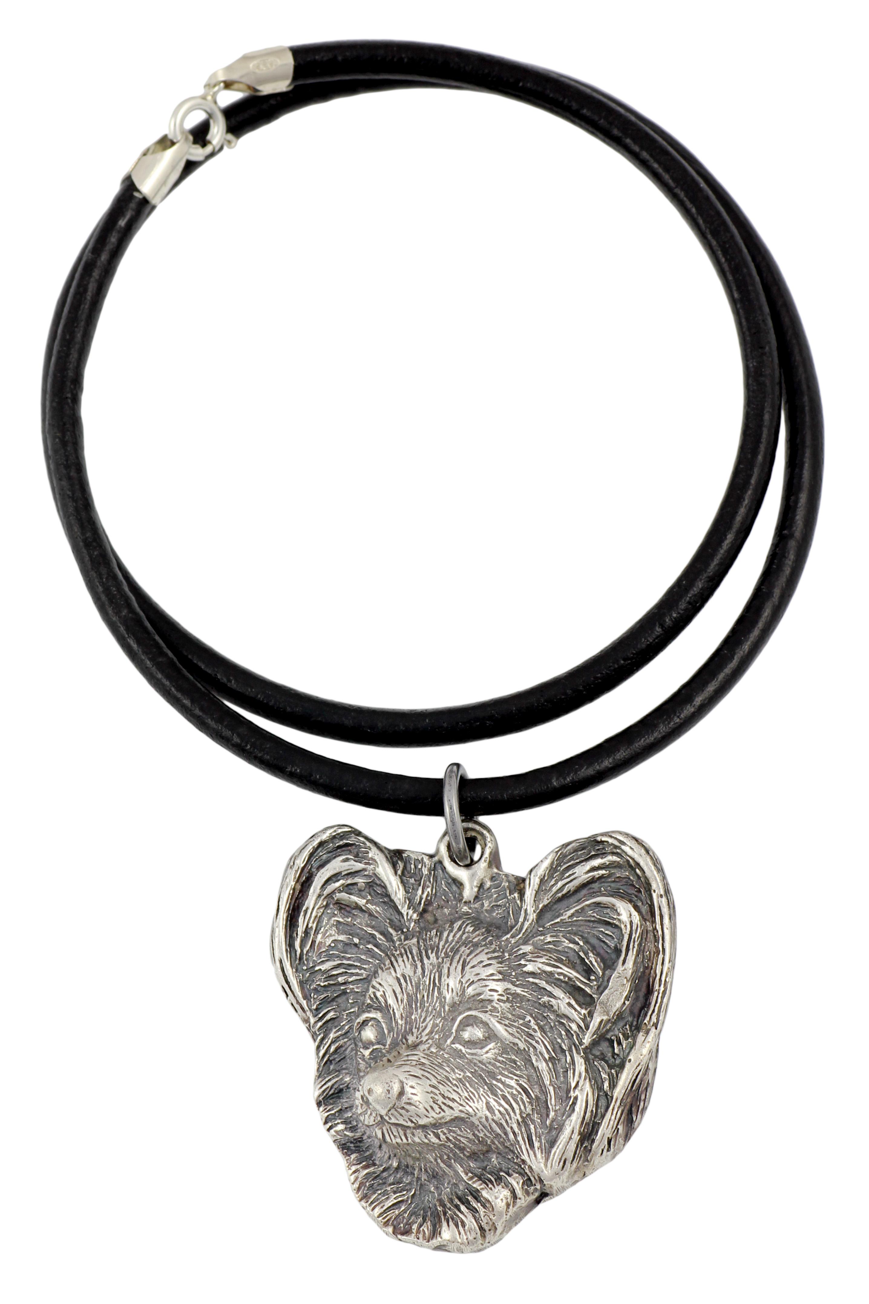 

Papillon, Continental Toy Spaniel, Butterfly dog - Necklace with dog, silver-plated pendant for dog fan, unique jewelry by Art-Dog brand срібний