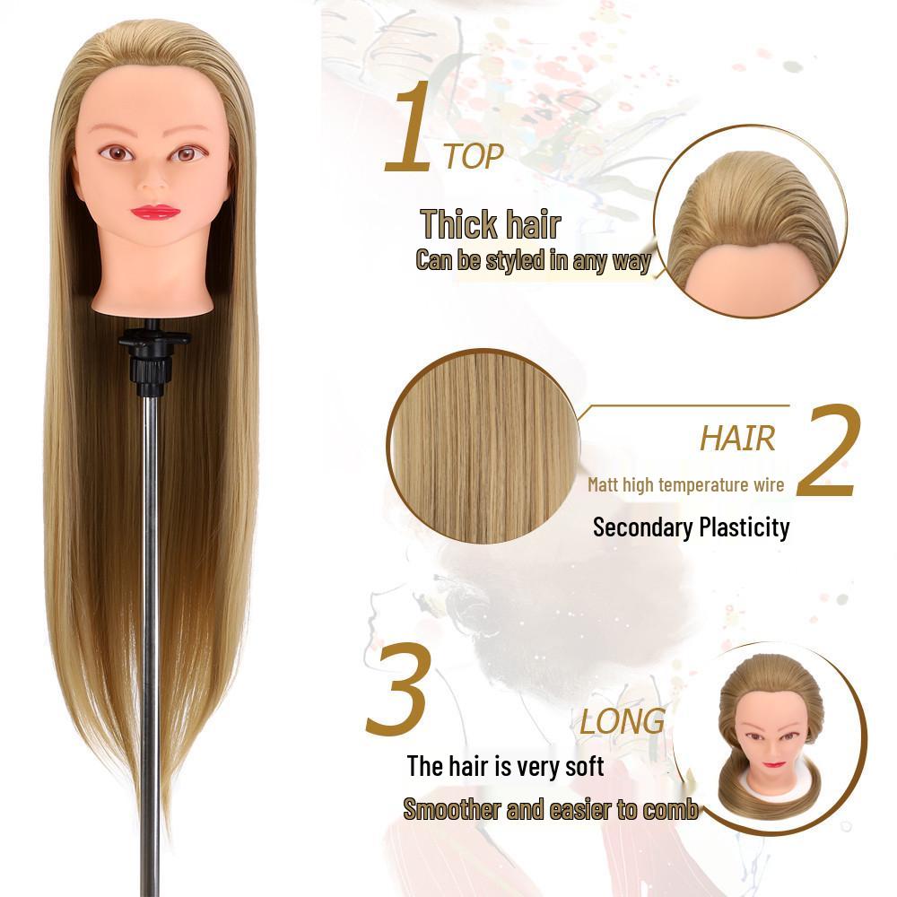 Flecht- und Styling-Mannequinkopf mit gerader Ponyfrisur – Permierbar, Färbbar und Ideal für Friseur- und Schnittübungen