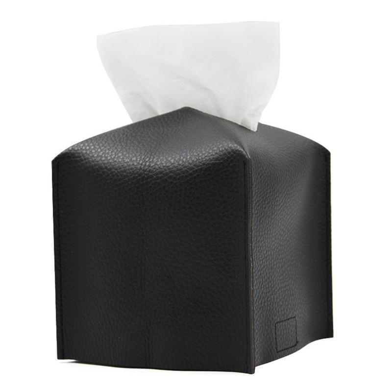 

Tissue Box Cover Square Decorative PU Leather Holder Modern Tissue Case Facial Paper Organizer Dispenser For Bathroom Countertop