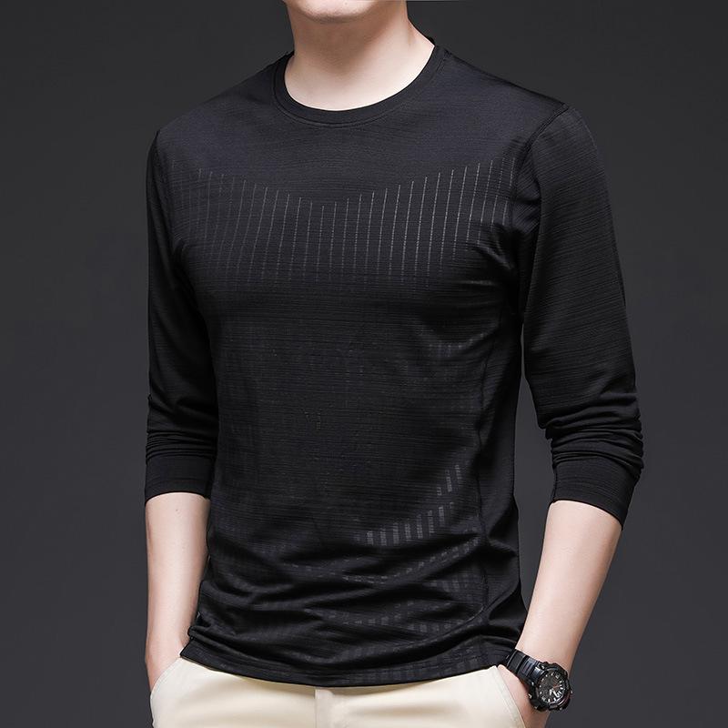 New Spring and Autumn Tops Thin T-shirt Youth Slim Sportswear Round Neck Long Sleeve T-shirt Top