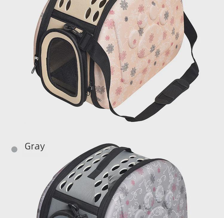 Foldable Crossbody Pet Carrier Bag: Large, Breathable, Fashionable for Cats and Dogs.