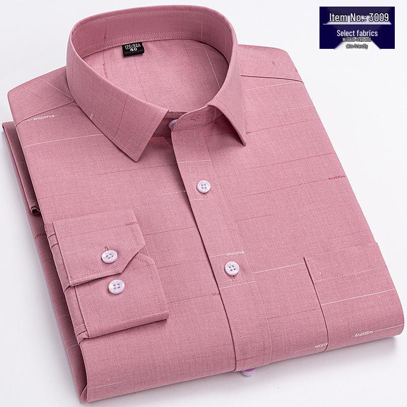 2025 Summer Men's Breathable Non-Iron Plaid Long Sleeve Shirt for Middle-Aged Dads