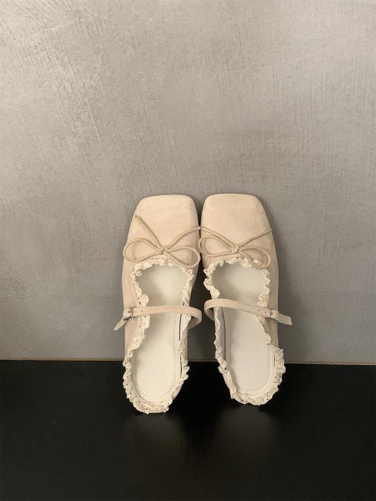 Women's shoes gentle flat Mary Jane half slippers bow single shoes spring and summer retro blue ballet shoes