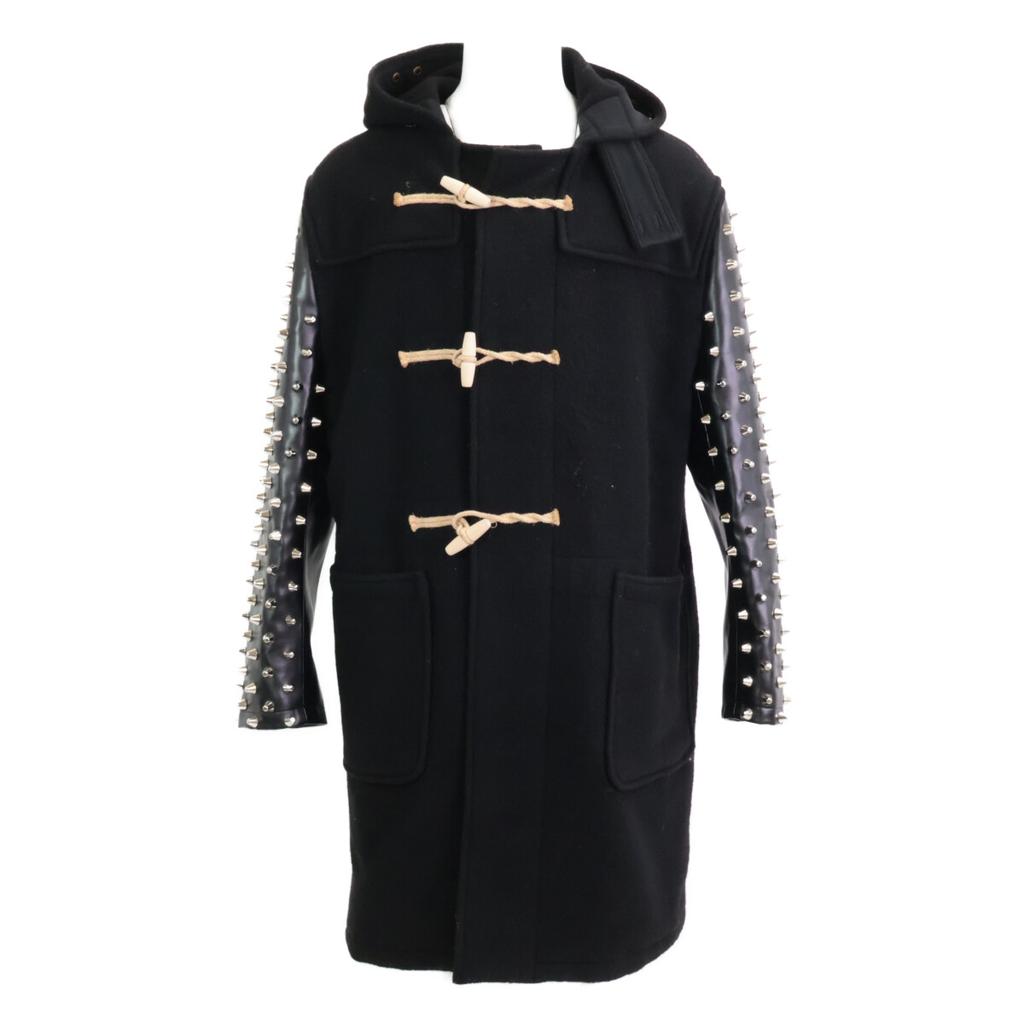 JUNYA WATANABE MAN X Gloverall JH-C017 Wool Duffle Jacket with Leather Sleeves and Studs Coat S blackUsed