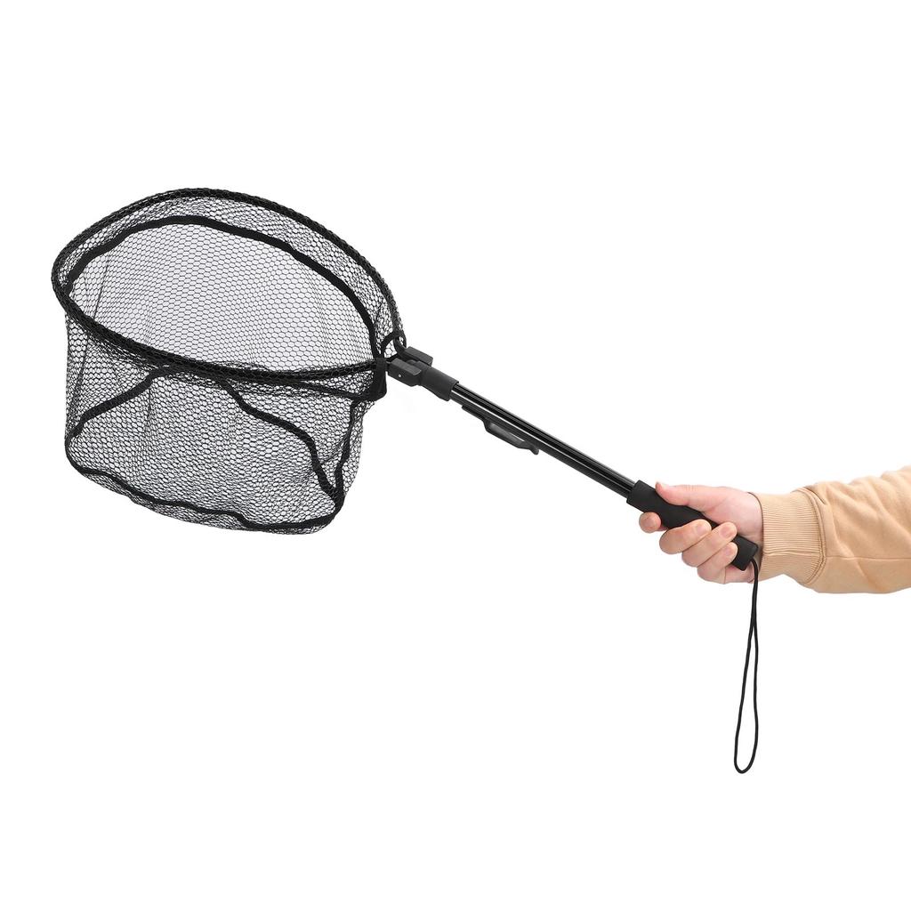 Floating Fishing Net Fish Landing Net Fish Friendly Mesh for Safe Catch Release Compact Foldable for Easy Transportation Storage Black