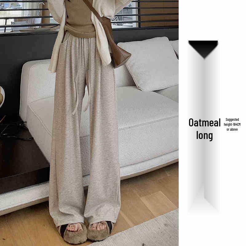 

Женские серые брюки с высокой талией и широкими штанинами - Маленькие и большие размеры, Весна-осень 2024, Повседневные, Приталенные