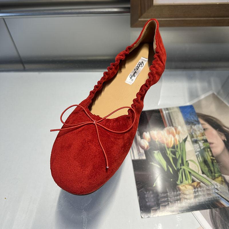 

Мода Мода Обувь с круглым носком Неглубокие Женские балетки Туфли Женские С бантом-бабочкой Женские балетки Обувь слипоны 2025 Новинка новый 35 красный