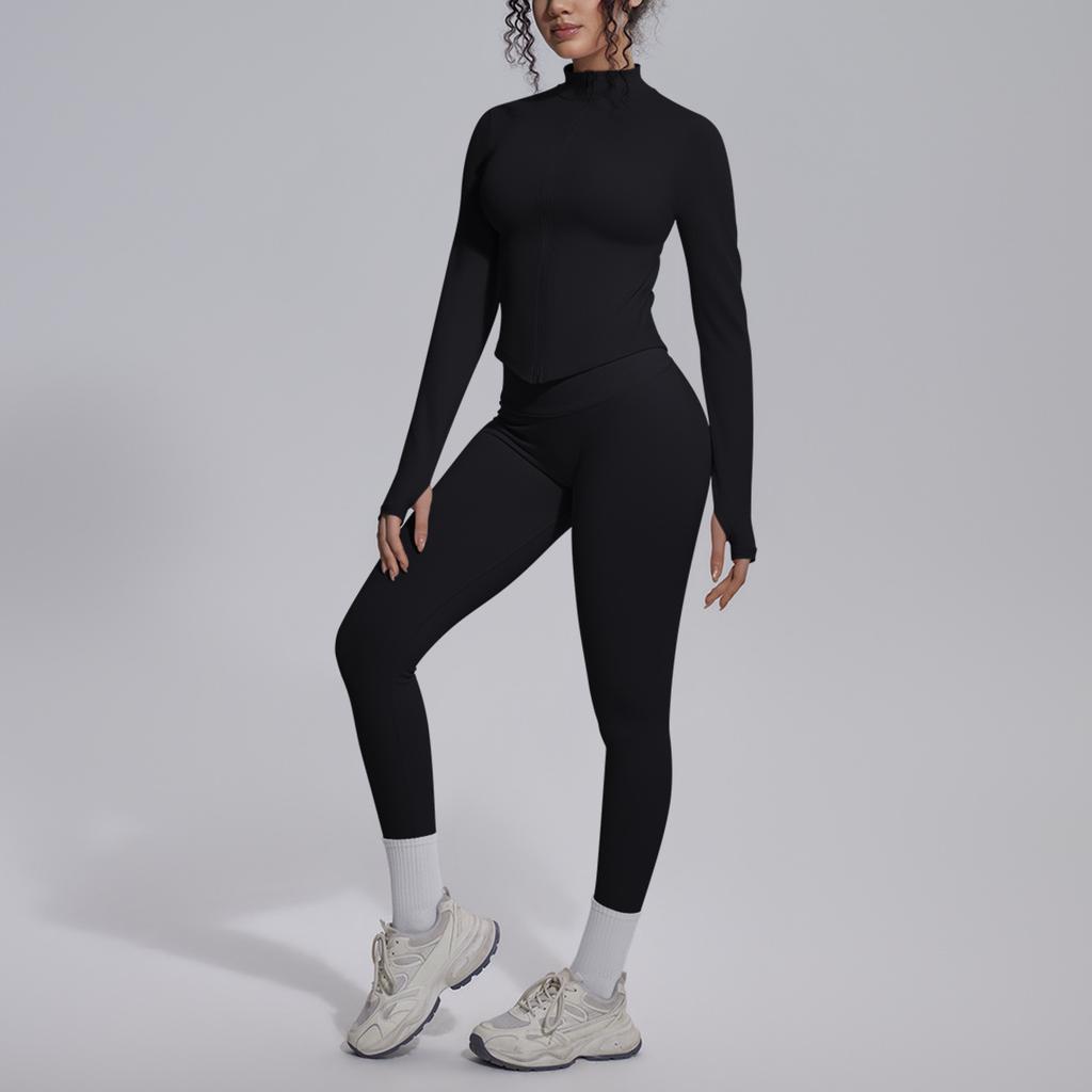 New seamless solid color breathable hip lift tight yoga suit set sports running fitness yoga suit set