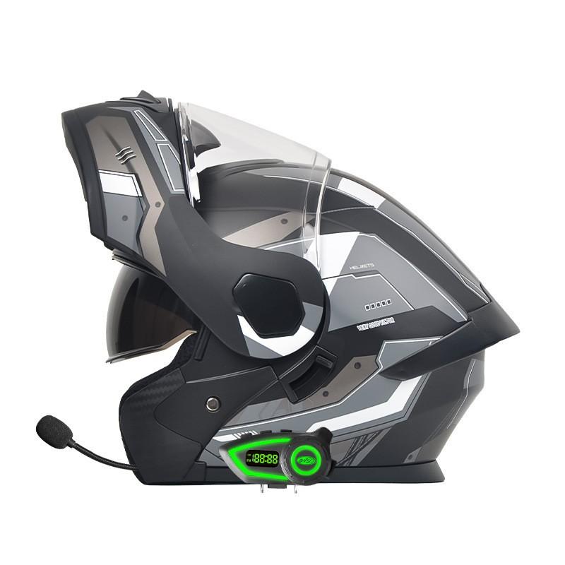 Full Face Motorcycle Helmet With Bluetooth AD Module 3C Certified Flip-Up Design Men Women All-Season Riding