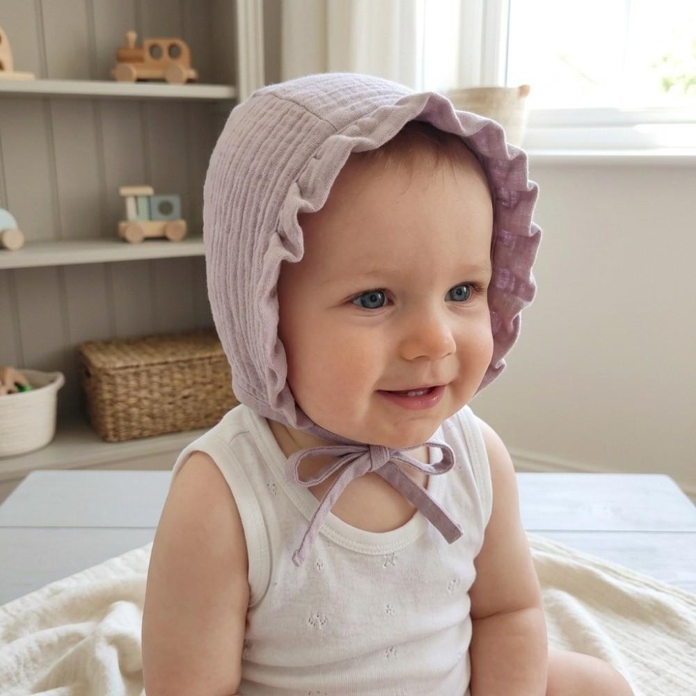 Ruffle Infant Beanie Cap 100% Cotton Baby Hat Vintage Muslin Baby Bonnet Girls Boys Summer Autumn