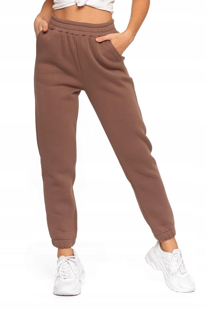 Women's Warm Joggers with Plain Pattern MORAJ L MOCCA