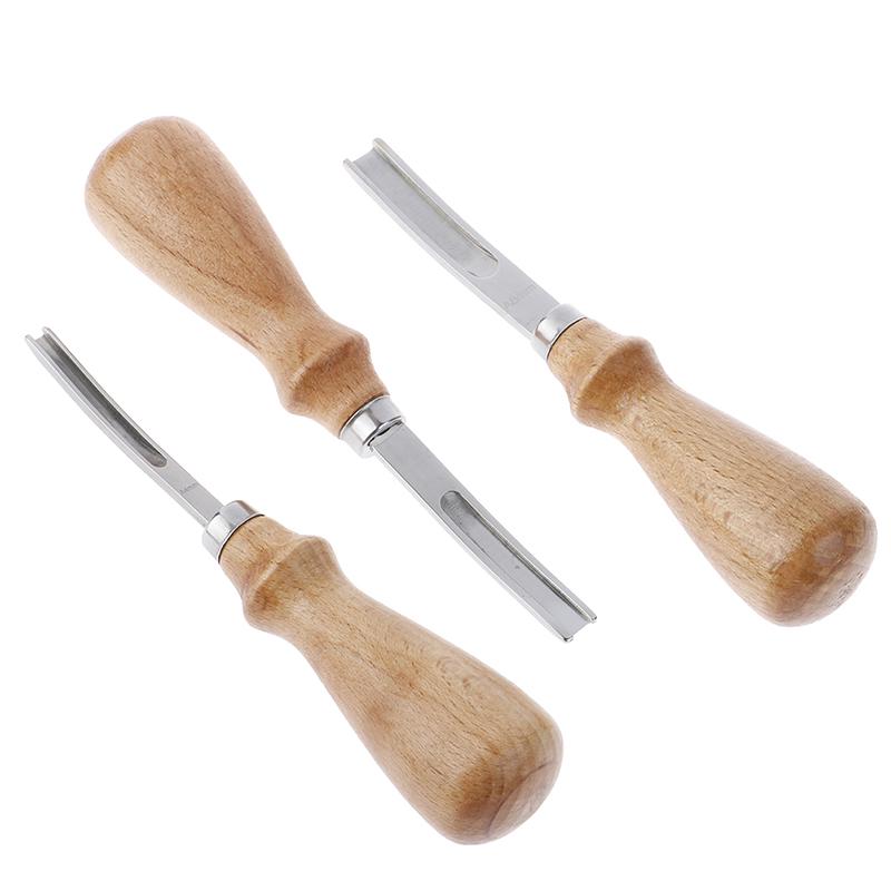 Strumento artigianale in pelle per smussatore di bordi in pelle stile francese con manico in legno