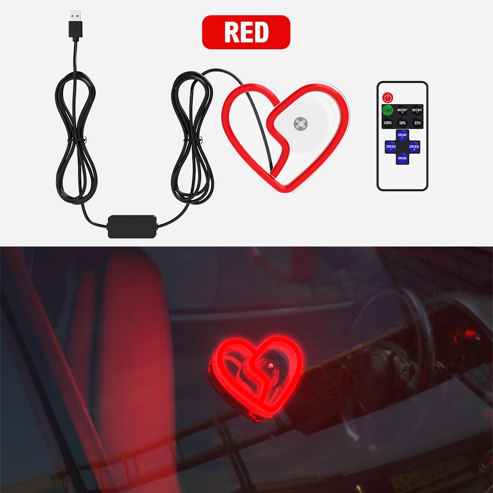 LED Window Automobile Lights for Car, Neon Lights Car Decoration, Glowing Heart Atmosphere Lights USBwiring,interior Decoration