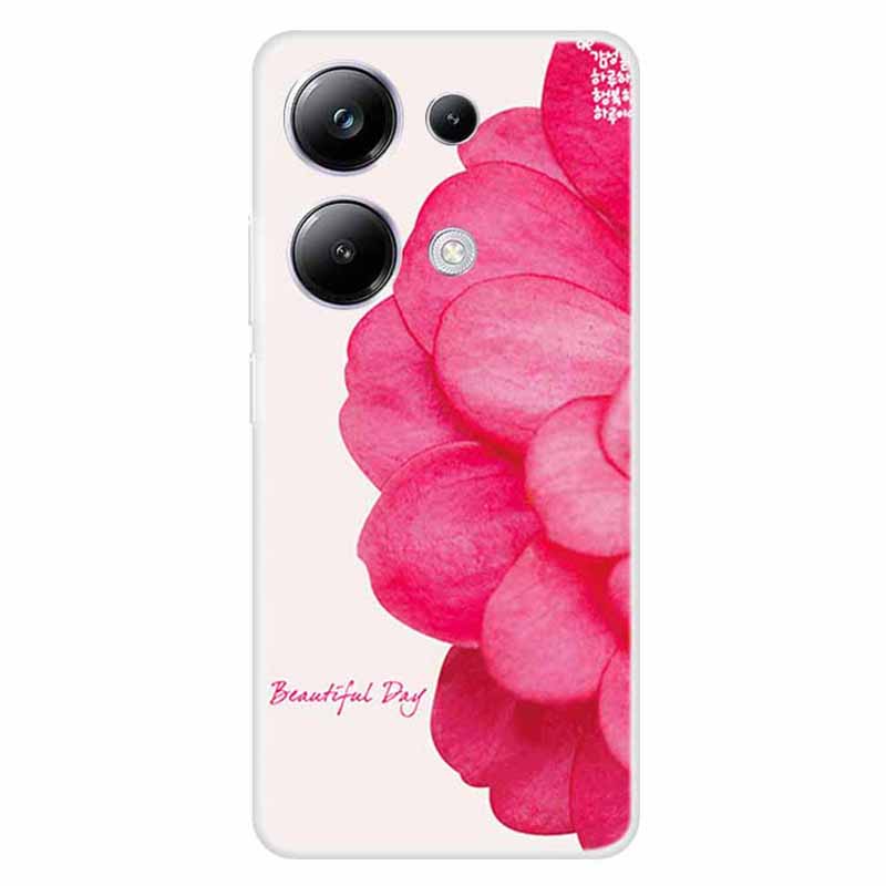 

For Xiaomi Redmi Note 13 Pro 4G/Poco M6 Pro 4G Case TPU Pattern Printing Phone Cover Pink Flower