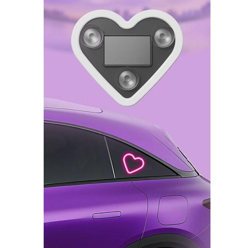 Wireless Heart-shaped Neon Light Solar Energy Car Interior Atmosphere Lamp Rear Window