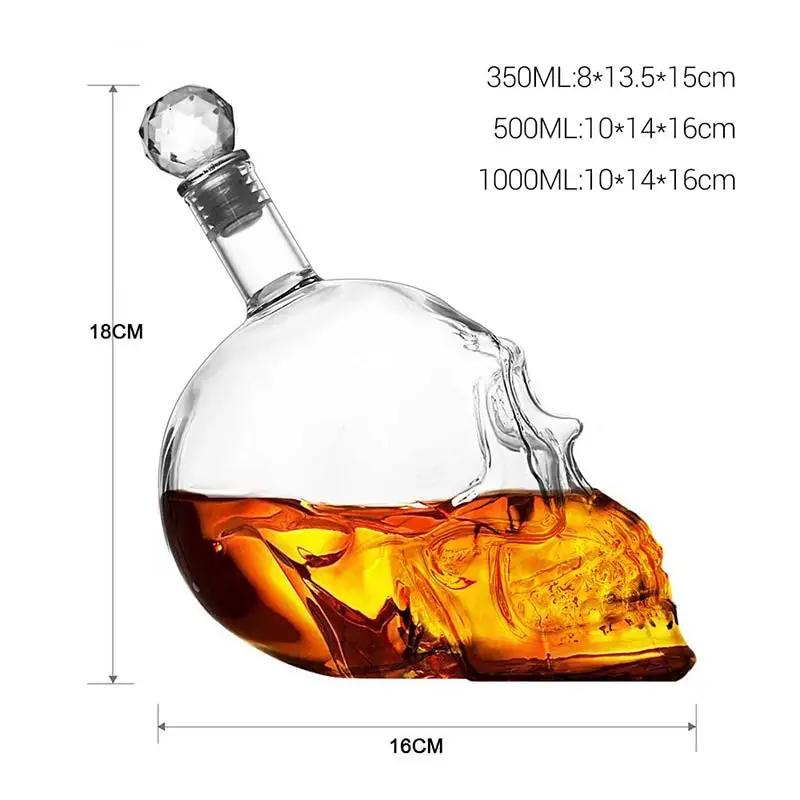 1000ML High End Creative Skull Cup Whiskey Vodka Crystal Bottle Strong Glass Transparent Glass Bottle