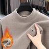 2025 Men's Winter Cross-border Plus Velvet Thick Sweater: Half-high Collar, Embroidered, Fashionable, Warm, High-grade Design