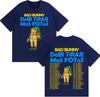 Rapper Bad Bunny Debi Tirar Mas Fotos DTMF Album Tshirts Men Women Vintage Cartoon Fashion Short Sleeve T Shirt Streetwear