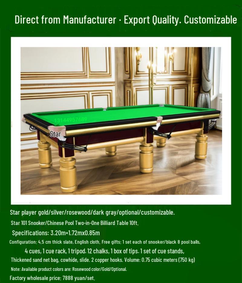 Xinqiu Star Standard Russian Billiard Table - Adult Commercial Use