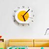 Creative Fried Egg Glass Wall Clock - Ultra-Quiet Childlike Design for Bedroom and Dining Room