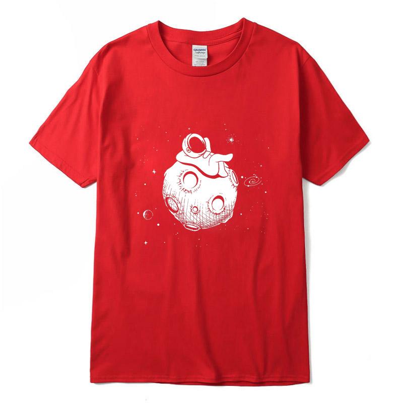 Men Tshirt High Quality 100 Cotton Short Sleeve Fun Casual Astronaut Print Men Tshirt Casual O