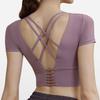 Yoga Clothes Short-sleeved Women's Chest Pads Sexy Hollow Short Sports Beauty Back Quick-drying Fitness Running Top