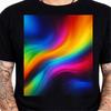 Abstract Rainbow Swirl Vibrant Colorful Wave Modern Art Graphic T Shirt .