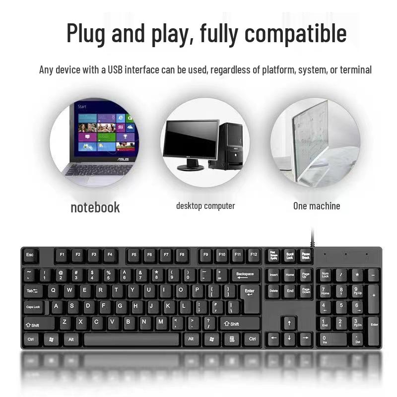

Silent Mechanical-Style Wired Keyboard and Mouse Set for Desktop and Laptop