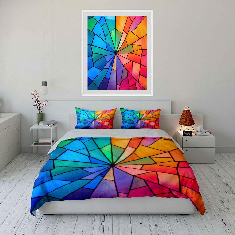Colorful Abstract Decoration Set Soft Skin-Friendly Bedding Set Includes 1 Duvet Cover And 2 Pillowcase, Gift