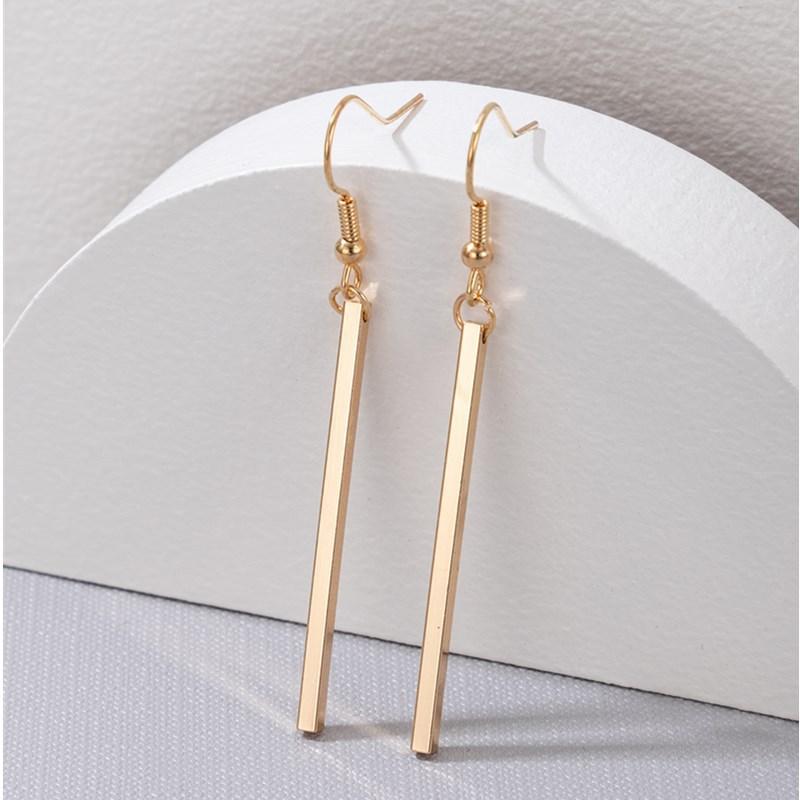 New jewelry, simple geometric three-dimensional rectangular stick earrings, women's ear hook earrings, fashionable ear jewelry