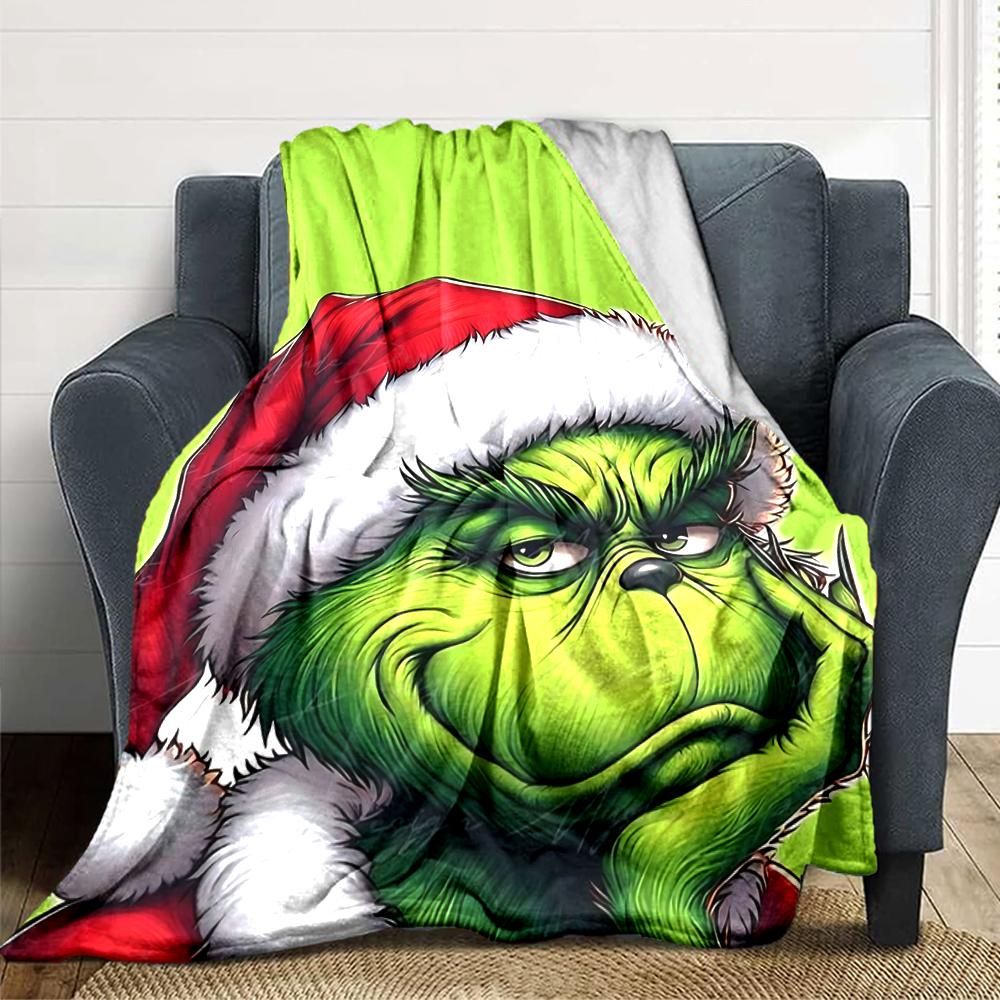 Grinch Christmas Hat Blanket Soft Throw Blanket For Home Bedroom Bed Sofa Travel Office Solid Christmas Blanket
