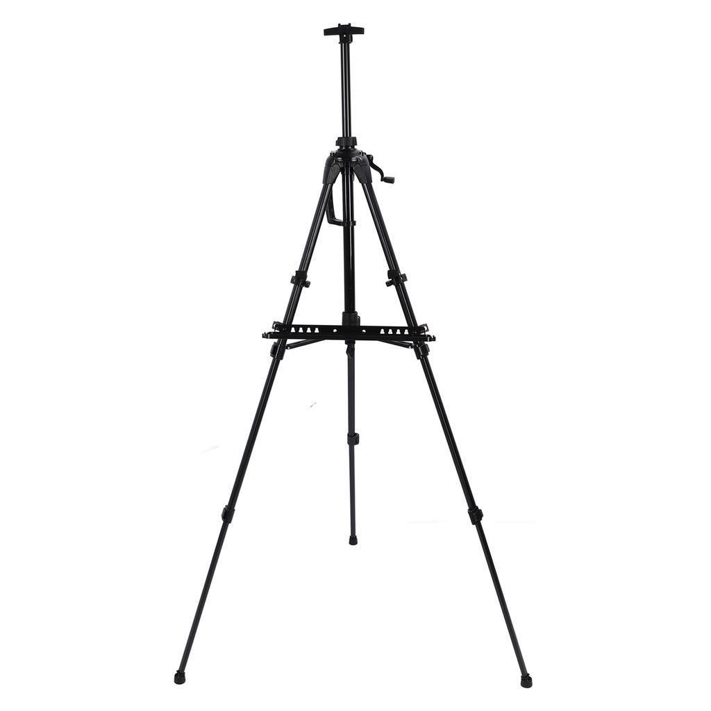 Art Painting Stand Black Angle Height Adjustable Foldable Metal Easel Tripod with Tray for Drawing