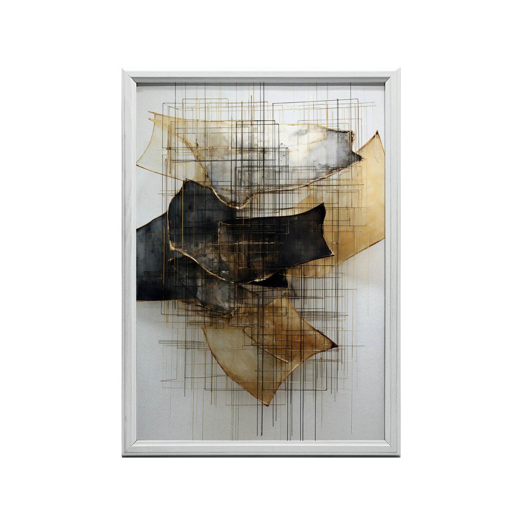 Gold and Black Sculpture In Space Gold and Black Sculpture In Space, 50X70 Cm, Gold Aluminum Frame, 230 Gsm Matte Paper