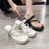 Outer size large size cool slippers female 2025 spring new Internet celebrity fairy style fashionable and comfortable wear thick high heels sandals fe