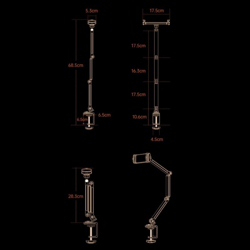 Aluminum Tablet Holder Stand Phone Clip Holder Rotatable Cantilever Home Desktop Holder Folding Bracket for Tablet