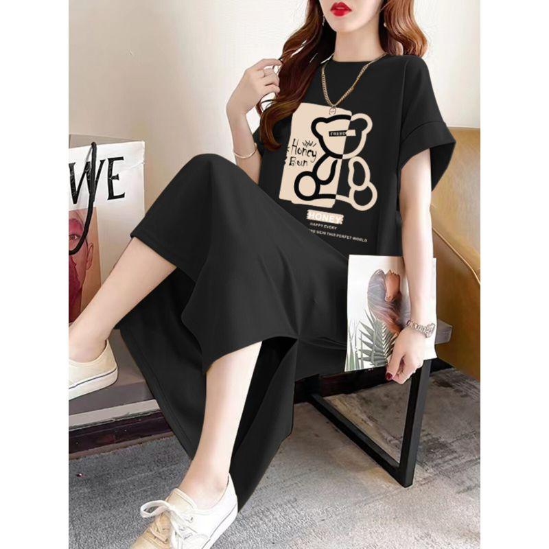 Idle Style Short Sleeve T-shirt Skirt Women's Summer Casual Loose Overknee Dress Pure Cottom Long Dress Plus Size Women's Clothing