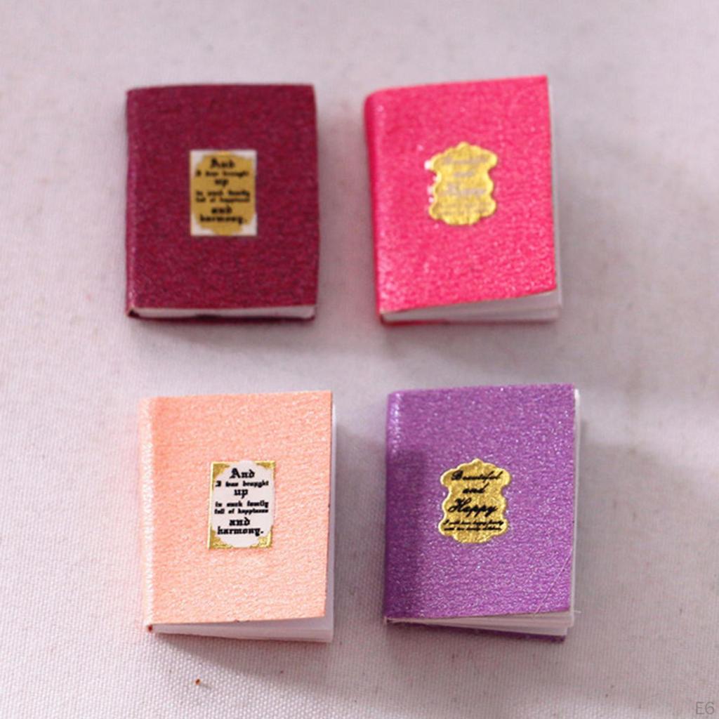 1:12 Scale 4 Piece Miniature Book Set Dollhouse Accessory