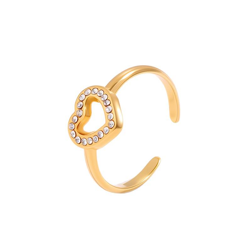 High-End Titanium Steel Heart Ring - Women's Fashion, Non-Fading, Adjustable Design for Couples.